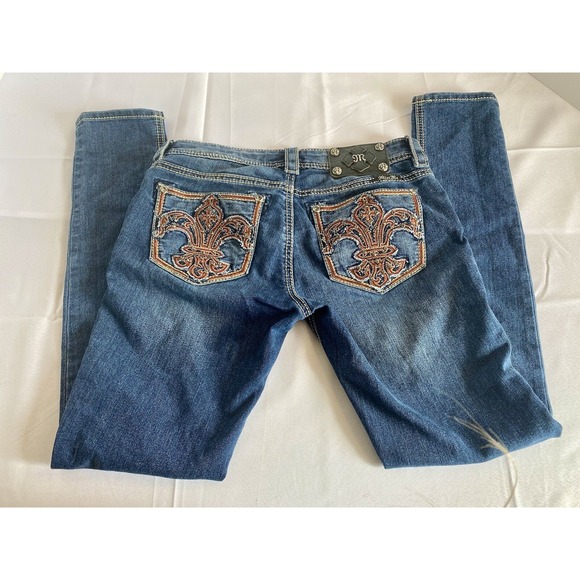Miss Me Women's Size 27 Skinny Jeans‎ Bling Red Embroidery Back Pockets JP5567G4 - Picture 10 of 11